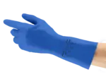 Ansell AlphaTec 87-195 blauer Chemikalien- und Lebensmittelschutzhandschuh freigestellt