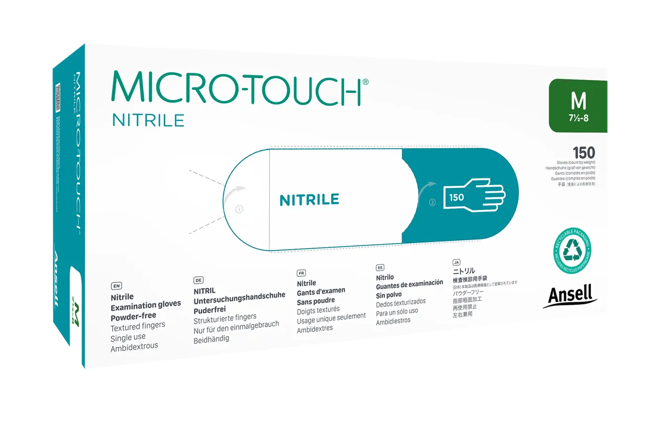 Ansell MICRO-TOUCH Nitril (Weiß) Ansell MICRO-TOUCH Nitril (Weiß) Medizinischer Untersuchungshandschuh, puderfrei – 150er Box (XL: 120er Box) – Bild 1