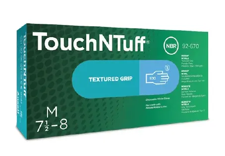 Verpackungsbox der Ansell TouchNTuff 92-670 Nitril-Untersuchungshandschuhe Ansell TouchNTuff 92-670 Nitrilhandschuh Box