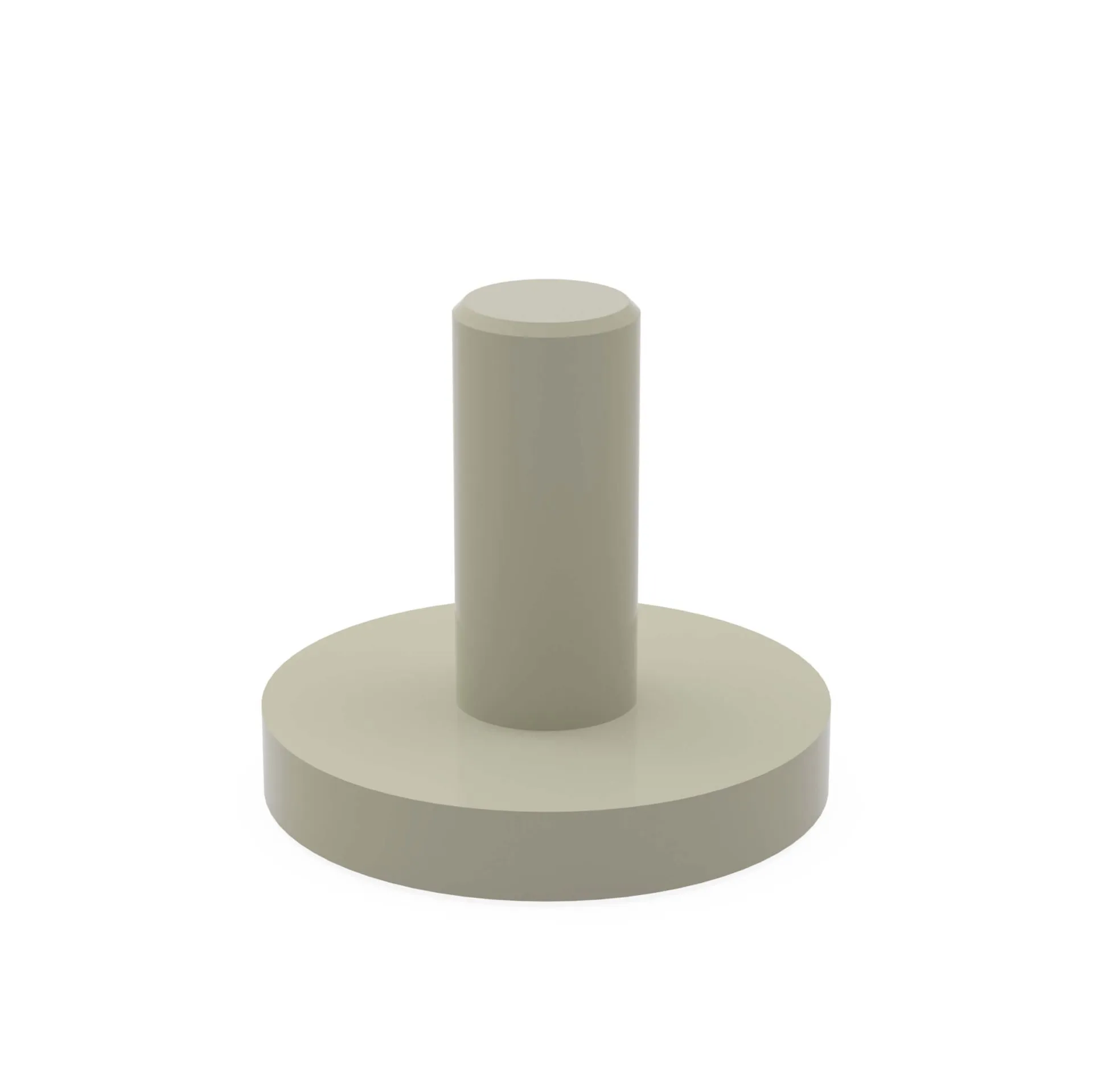 BOLA Lagerzapfen PTFE-PEEK-Compound FDA-konform Grauer BOLA Lagerzapfen aus PTFE-PEEK-Compound mit runder Basis und Zentrierzapfen für den Laborbedarf.