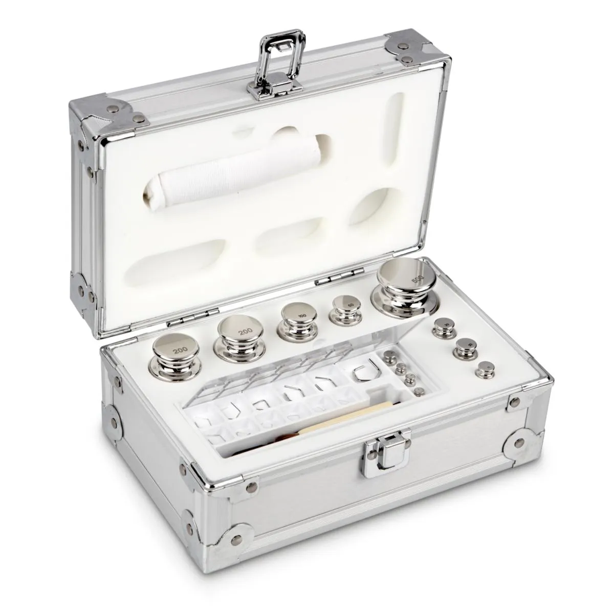 KERN Gewichtssatz OIML-Klasse E1 1 mg - 500 g Alu-Etui KERN Gewichtssatz der OIML-Klasse E1 von 1 mg bis 500 g aus poliertem Edelstahl in robustem Aluminiumetui.