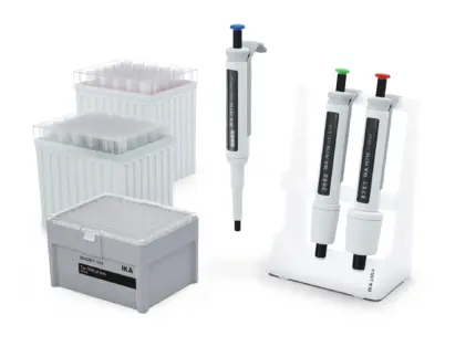 IKA PETTE MacroKit Starterkit mit 3 variablen mechanischen Einkanalpipetten, Ständer und Spitzenboxen nach ISO 8655.
