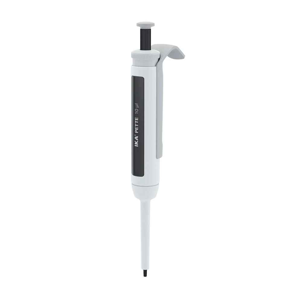 IKA PETTE fix 10 µl ISO 8655 IKA PETTE fix mechanische Einkanal-Fixvolumen-Pipette 10 µl mit DLC-beschichtetem Edelstahl-Kolben nach ISO 8655.