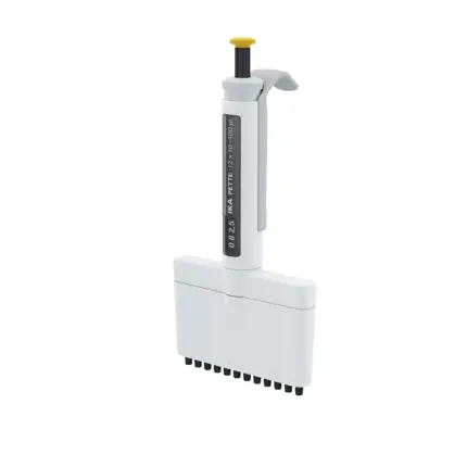 IKA PETTE multi mechanische 12-Kanal-Pipette 10–100 µl mit DLC-beschichtetem Edelstahl-Kolben nach ISO 8655.