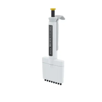 IKA PETTE multi mechanische 8-Kanal-Pipette 10–100 µl mit DLC-beschichtetem Edelstahl-Kolben nach ISO 8655.
