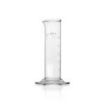 Einzelner DURAN SUPER DUTY Messzylinder niedrige Form Klasse B (250 ml) aus robustem Borosilikatglas 3.3 mit Sechskantfuß, Ausguss und Graduierung für den Laboralltag.
