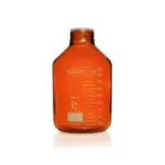 5000 ml DURAN PURE GLS 80 Weithals-Laborflasche aus bernsteinfarbenem Borosilikatglas ohne Verschluss mit Schutzabdeckung und Skala.
