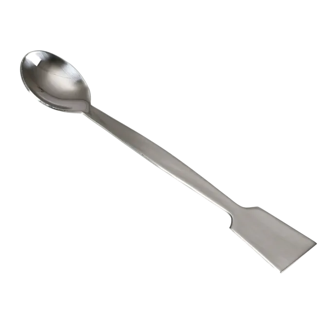 Bürkle Löffelspatel Edelstahl 1.4301 Hauptbild Bürkle Löffelspatel aus rostfreiem Edelstahl 1.4301 (V2A) in freigestellter Hauptansicht für das Labor.