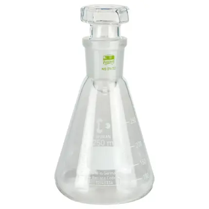 Assistent Erlenmeyerkolben mit Normschliff und NS-Glasstopfen aus Borosilikatglas 3.3