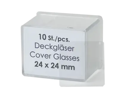 Packung Assistent Hämocytometer-Deckgläser (0,4 mm, 24 x 24 mm) CE/IVD mit einzelnem Deckglas für die Zellzählung im Labor.