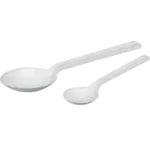Freigestellte, sterile Bürkle Probenlöffel SteriPlast aus Polystyrol in verschiedenen Größen für keimfreie Probenahmen im Labor.