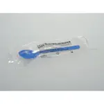 Einzeln steril verpackter, blauer Bürkle SteriPlast Löffel für Lebensmittel in der Originalverpackung.