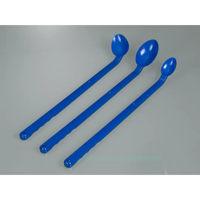 Bürkle SteriPlast Probenlöffel für Lebensmittel mit langem Griff, blau (Steril) Verschiedene Größen des blauen Bürkle SteriPlast Probenlöffels mit langem Griff in steriler Ausführung für die Laborprobenahme.