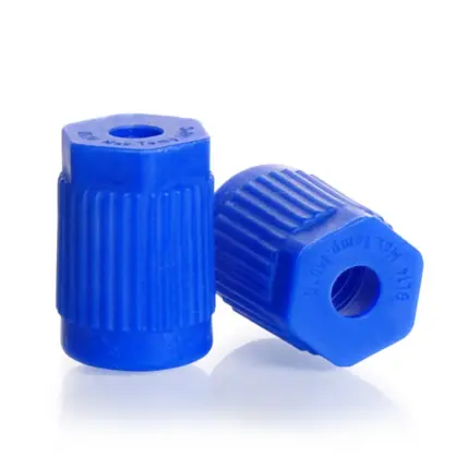 DURAN GL 14 Schraubkappe mit Loch aus blauem PP