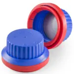 DURAN GL 45 Originalitäts-Schraubverschluss aus blauem PP mit rotem Ring und Dichtlippe