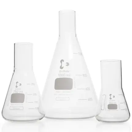 DURAN Saugflaschen in Erlenmeyer-Form mit Schliff-Ansatzstutzen in verschiedenen Größen (100 ml, 250 ml, 1000 ml) aus Borosilikatglas 3.3
