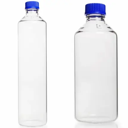 DURAN Roller Bottles aus Borosilikatglas 3.3 für Zellkulturen in zwei Größen mit blauem Schraubverschluss