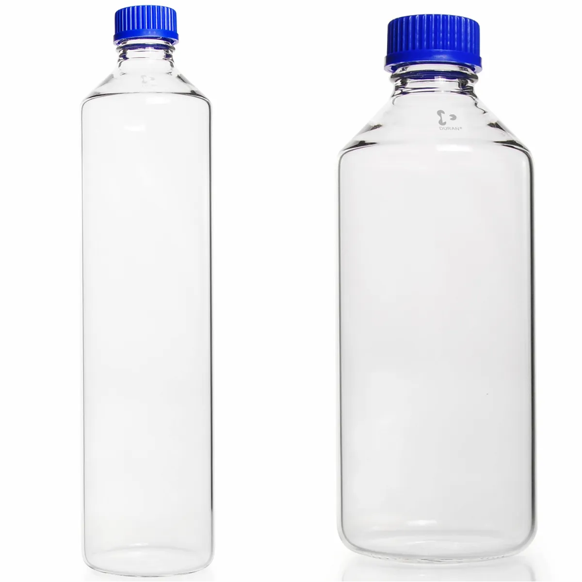 DURAN Roller Bottle aus Borosilikatglas 3.3 für Zellkulturen DURAN Roller Bottles aus Borosilikatglas 3.3 für Zellkulturen in zwei Größen mit blauem Schraubverschluss