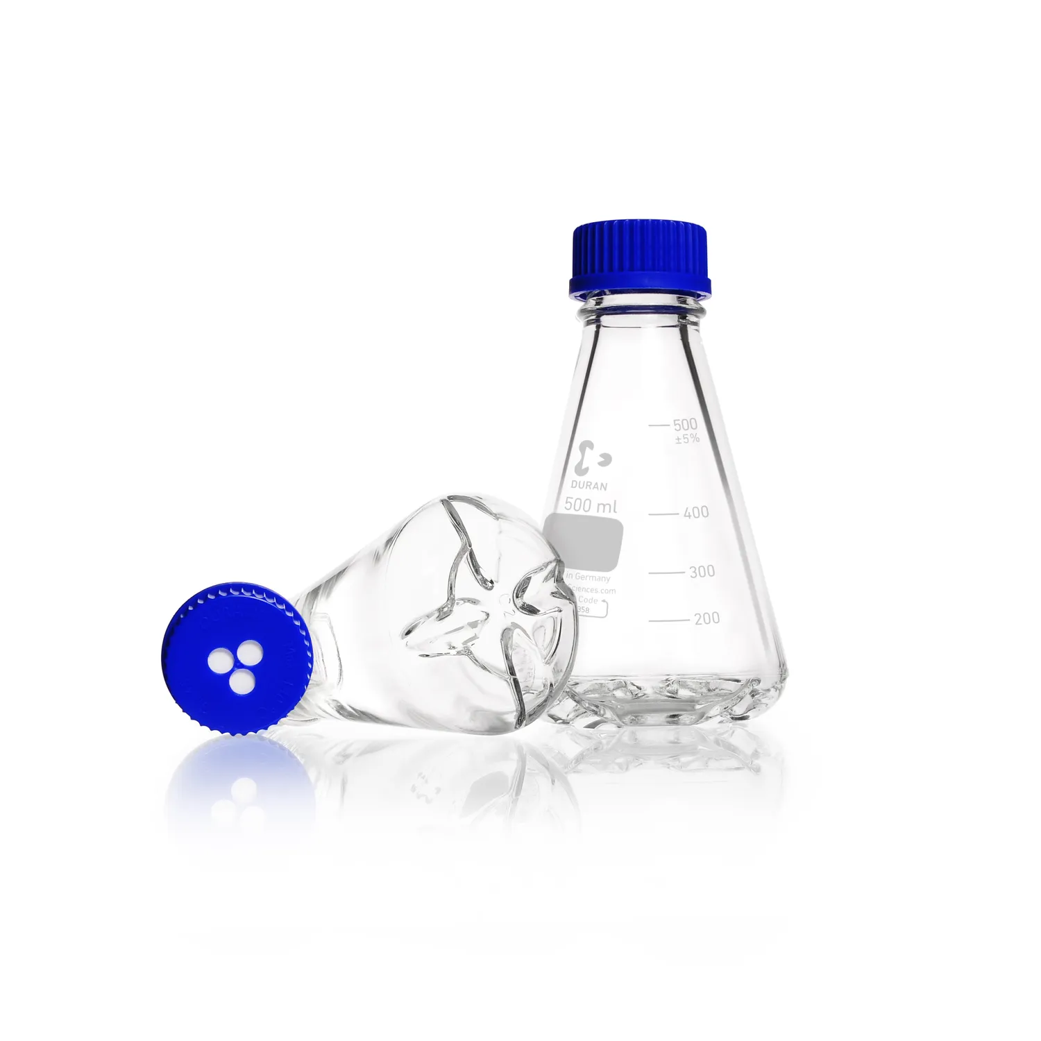 DURAN Schikanekolben GL 45 – 500 ml DURAN Schikanekolben 500 ml mit GL 45 Membranschraubkappe und Ausgießring