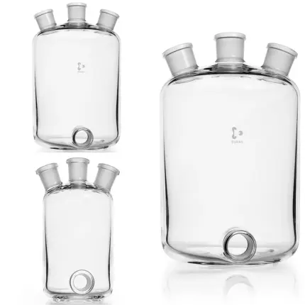 DURAN Woulffsche Flaschen mit Bodentubus und drei Normschliffen in den Größen 500 ml, 1000 ml und 5000 ml aus Borosilikatglas 3.3