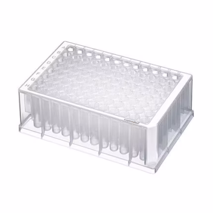 Weiße Eppendorf Deepwell Plate 96/1000 µl Protein LoBind in PCR clean Qualität mit 96 Vertiefungen für Laboranwendungen.