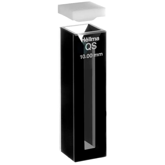 Hellma Halb-Mikro-Küvette QS geschwärzte Seitenwände 10 mm Hellma Halb-Mikro-Küvette aus Quarzglas QS mit geschwärzten Seitenwänden für UV/VIS-Messungen mit 10 mm Schichtdicke.