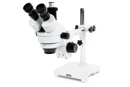 A.KRÜSS Stereo-Zoom-Mikroskop MSZ5000 mit Trinokulartubus auf Schwenkstativ