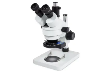 A.KRÜSS Stereo-Zoom-Mikroskop MSZ5000 mit Trinokulartubus, Auflicht-Gussstativ und LED-Ringlicht