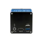 Rückansicht der KERN ODC 854 High-End 4K Mikroskopkamera mit Anschlüssen für DC 12V, HDMI 4K, U-Disk und USB-PC