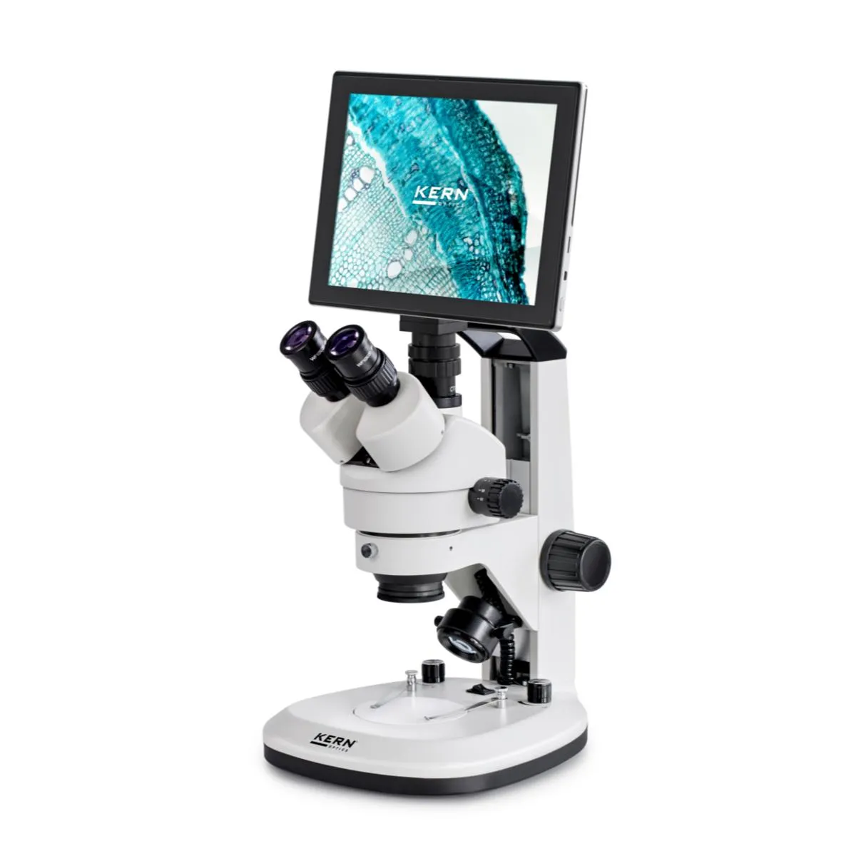KERN Digitalmikroskop Set OZL 468T241 Stereo Zoom Trinokular LED Android Tablet Kamera ODC 241 KERN Digitalmikroskop-Set OZL 468T241 Stereo-Zoom Trinokular LED Auf- Durchlicht 9,7 Zoll Android Tablet-Kamera ODC 241