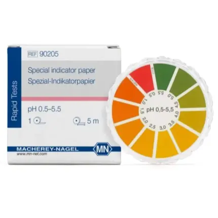 Macherey-Nagel Spezial Indikatorpapier pH 0,5-5,5 Rolle Drehdeckeldose mit Verkaufsverpackung 90205