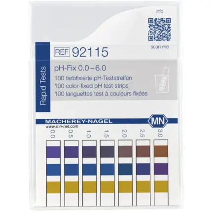 Macherey-Nagel pH-Fix 0,0-6,0 Indikatorstreifen Rechteckdose Vorderseite 92115