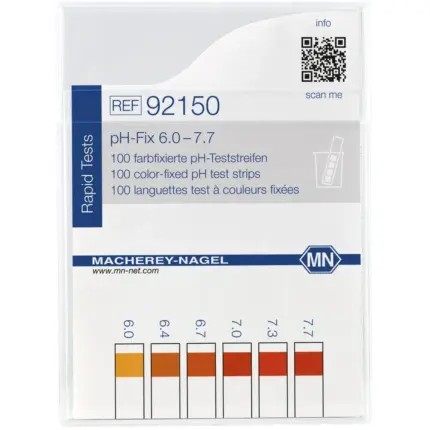 Macherey-Nagel pH-Fix 6,0-7,7 Indikatorstreifen Rechteckdose Vorderseite 92150