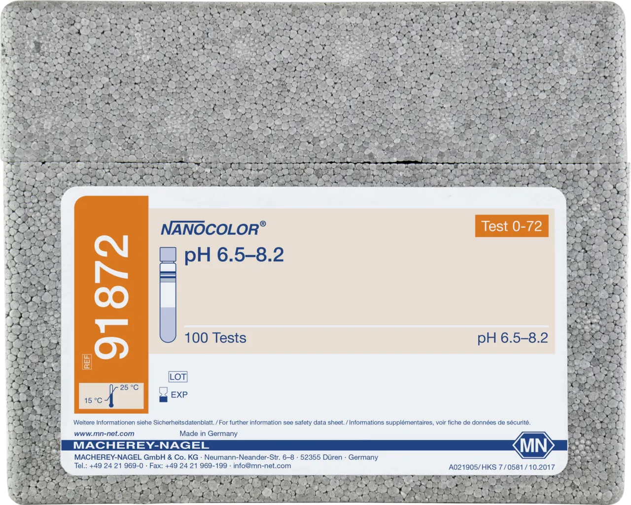 Macherey-Nagel NANOCOLOR pH 6,5–8,2 (REF 91872) Macherey-Nagel NANOCOLOR pH 6,5–8,2 Rundküvettentest REF 91872 Test 0-72