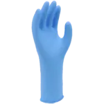 SHOWA 7585PF Chemikalien-Einweghandschuh aus blauem Nitril – Ansicht der Handfläche