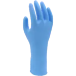SHOWA 7585PF Chemikalien-Einweghandschuh aus blauem Nitril – Ansicht der Rückseite