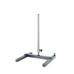 Ansicht des IKA R 2723 Teleskopstativs (Hub 390 mm, Höhe 620 – 1010 mm, Ø 34 mm, max. 10 kg Belastung) mit stabilem H-Fuß, ausziehbarer Teleskopstange und Arretierschraube vor weißem Hintergrund