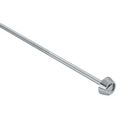 Ansicht des IKA R 1311 Turbinenrührers (350 mm Länge, Ø 30 mm, AISI 316L) mit Edelstahlwelle und präzise geschlitztem Turbinenkopf vor weißem Hintergrund