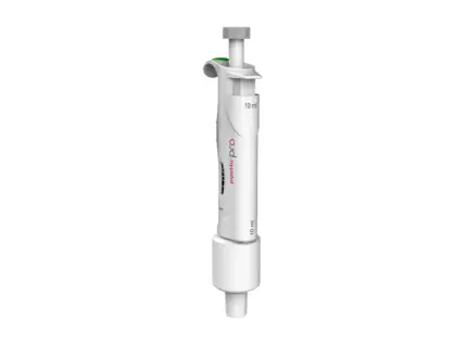 AHN pipet4u Pro Fixvolumen-Mikroliterpipette für ein festes Volumen von 10 ml in ergonomischer Ausführung vor hellem Hintergrund