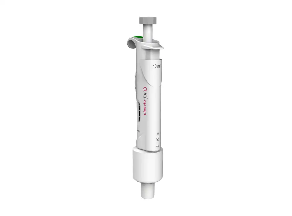 AHN pipet4u Pro Einkanal-Mikroliterpipette 2 – 10 ml AHN pipet4u Pro Einkanal-Mikroliterpipette für den Volumenbereich von 2 bis 10 ml in ergonomischer Ausführung vor hellem Hintergrund