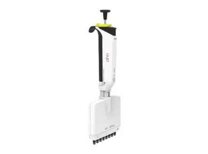 AHN myPette Pro 8-Kanal-Mikroliterpipette für den Volumenbereich von 30 bis 300 ul in ergonomischer Ausführung vor hellem Hintergrund