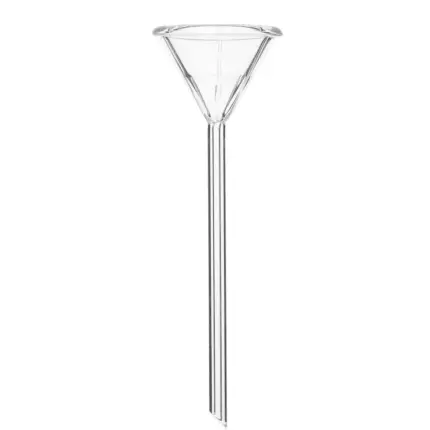 DURAN Analytischer Trichter für schnelle Filtration, Borosilikatglas 3.3, analytischer Trichter mit langem Stutzen und speziellen Innenrippen in Vorderansicht im freigestellten Format
