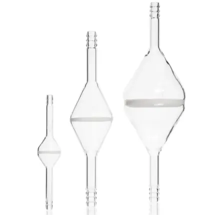 DURAN Pipeline-Filter mit integrierter Glasfilterplatte aus Borosilikatglas 3.3 in verschiedenen Größen in Vorderansicht im freigestellten Format