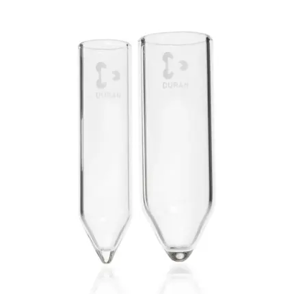 DURAN Zentrifugenröhrchen, mit konischem Boden (60°), Borosilikatglas 3.3, zylindrische Form mit spitzem Boden, in Vorderansicht im freigestellten Format