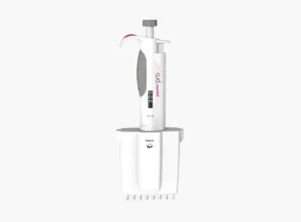 AHN pipet4u Pro 8-Kanal-Mikroliterpipette für den Volumenbereich von 30 bis 300 ul in ergonomischer Ausführung vor hellem Hintergrund