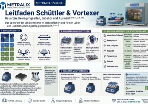 Schüttler Vortexer Bauarten, Bewegungsarten, Zubehör und Auswahl im Überblick Metralix