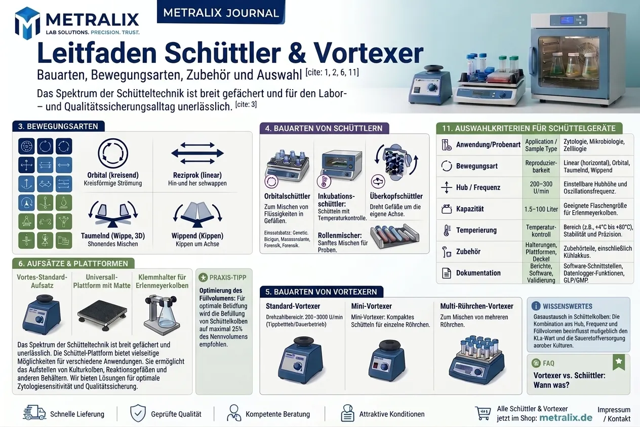 Schüttler Vortexer Bauarten, Bewegungsarten, Zubehör und Auswahl im Überblick Metralix