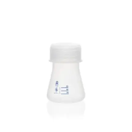 50 ml BRAND Erlenmeyerkolben mit Weithals, Graduierung und Schraubkappe GL 45 aus robustem Polypropylen (PP) für Labor.