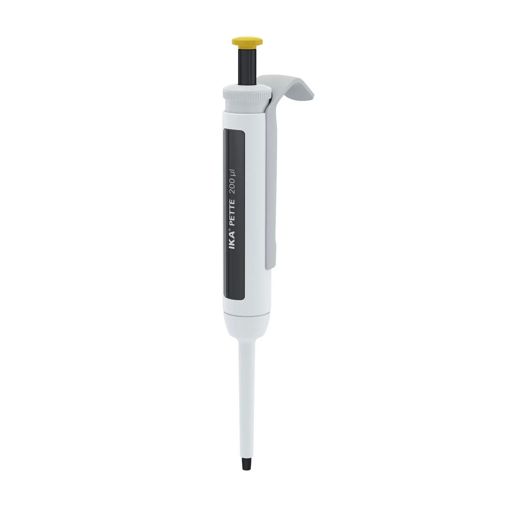 IKA PETTE fix 200 µl ISO 8655 IKA PETTE fix mechanische Einkanal-Fixvolumen-Pipette 200 µl mit DLC-beschichtetem Edelstahl-Kolben nach ISO 8655.