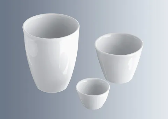 Marienfeld Schmelztiegel Porzellan glasiert DIN 40680 Glasierter Marienfeld Schmelztiegel aus Porzellan nach DIN 40680, hitzebeständig bis 1.100 °C für Hochtemperatur-Anwendungen im Labor.